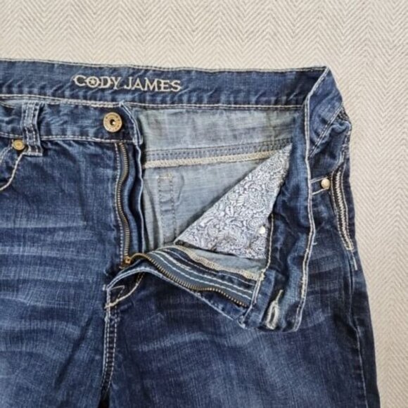 Cody James Jeans Men's 38W 34L Relaxed Blue Straight Leg Contrast Embroidery - Picture 10 of 15